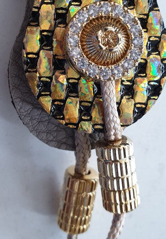 Kims Korea Saxophone Gold Leather Strap Colgante para saxofón - Cuero Dorado Brillante