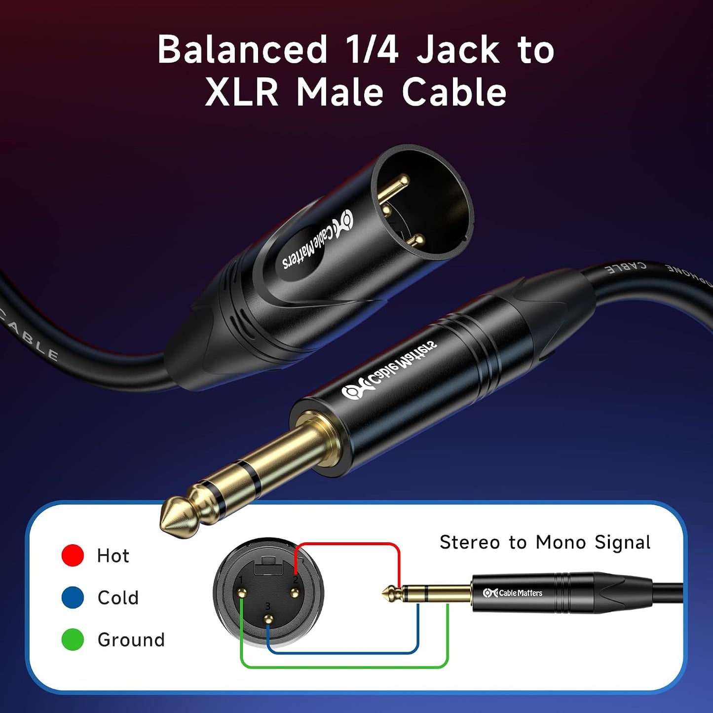 Cable Matters TRS-XLR Premium | Cable TRS macho a XLR macho de alta calidad