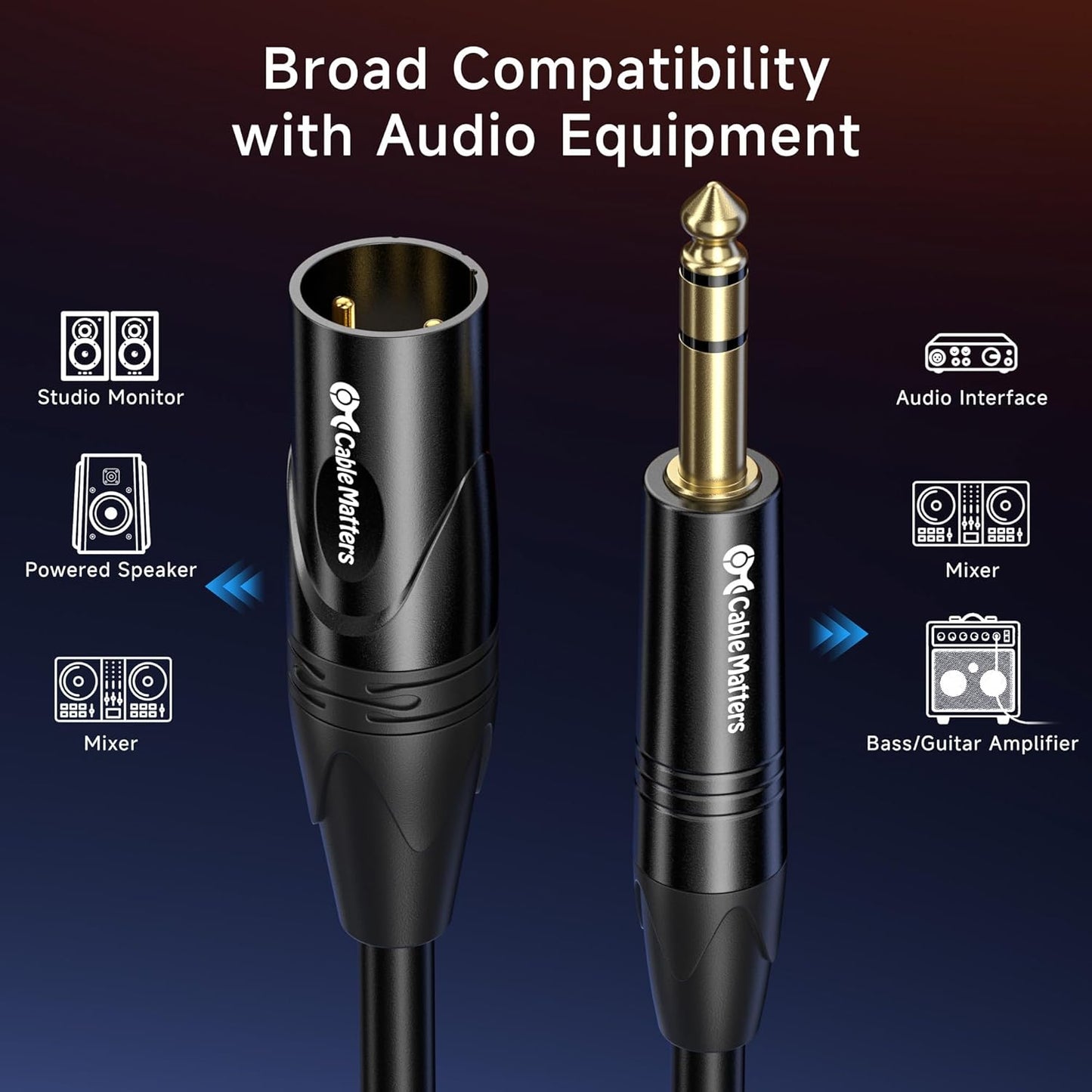 Cable Matters TRS-XLR Premium | Cable TRS macho a XLR macho de alta calidad