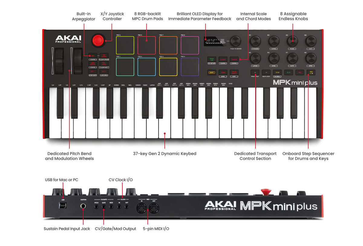 Akai MPK MINI Plus | Controlador MIDI de 37 teclas