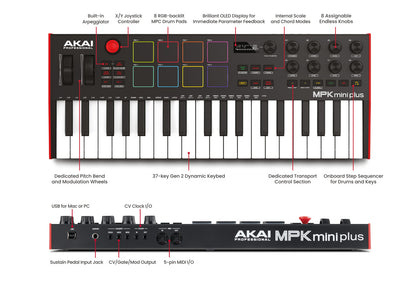 Akai MPK MINI Plus | Controlador MIDI de 37 teclas