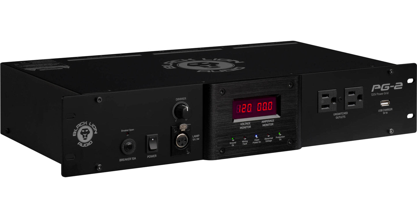 Black Lion Audio PG-2 | Acondicionador de energía profesional para montaje en rack 2U con 12 salidas conmutadas, filtradas y protegidas contra sobretensiones