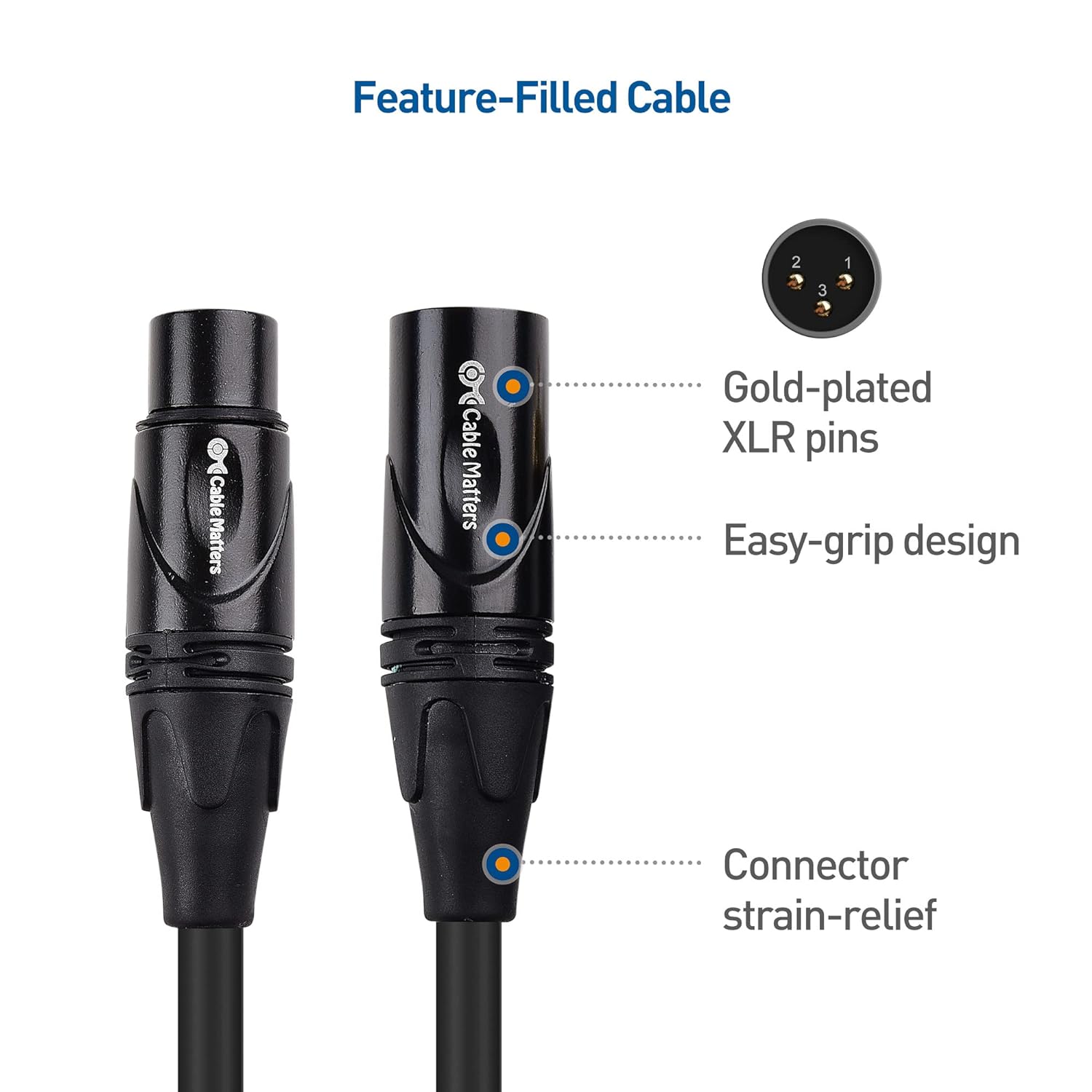 Cable Matters XLR-XLR Premium | Cable para micrófono XLR de alta calidad