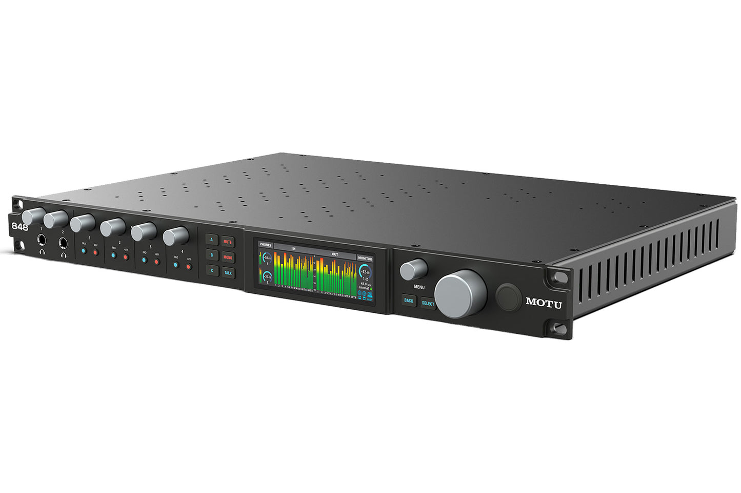 Motu 848 | Interfaz de audio Thunderbolt 4/USB4 de 28 x 32 para Mac, Windows e iOS con DSP