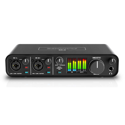 Motu M4 | Interfaz de audio USB-C de 4 entradas y 4 salidas con pantalla LCD, monitoreo de hardware, loopback